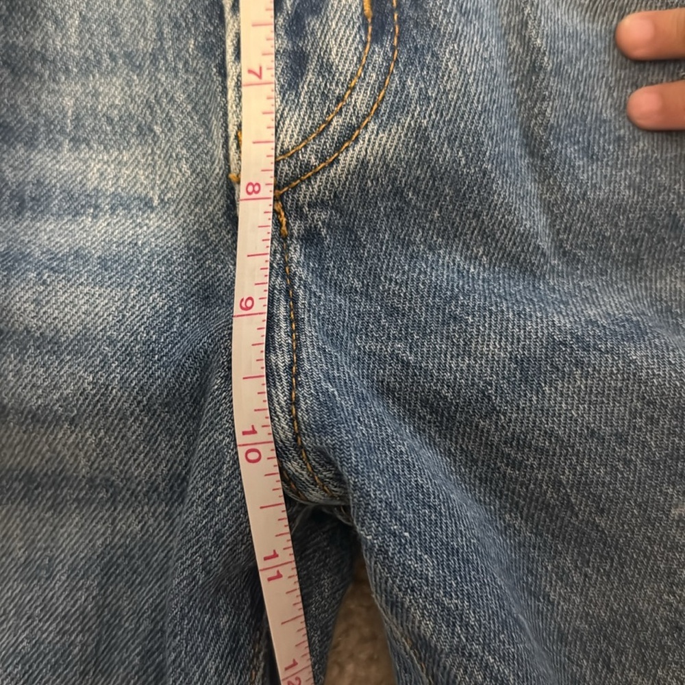 BDG Stretch High Rise Flare Medium Washed Denim Jeans distressed Size 27 - Picture 7 of 13
